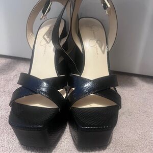 Jessica Simpson Black Patent Platform Sandals